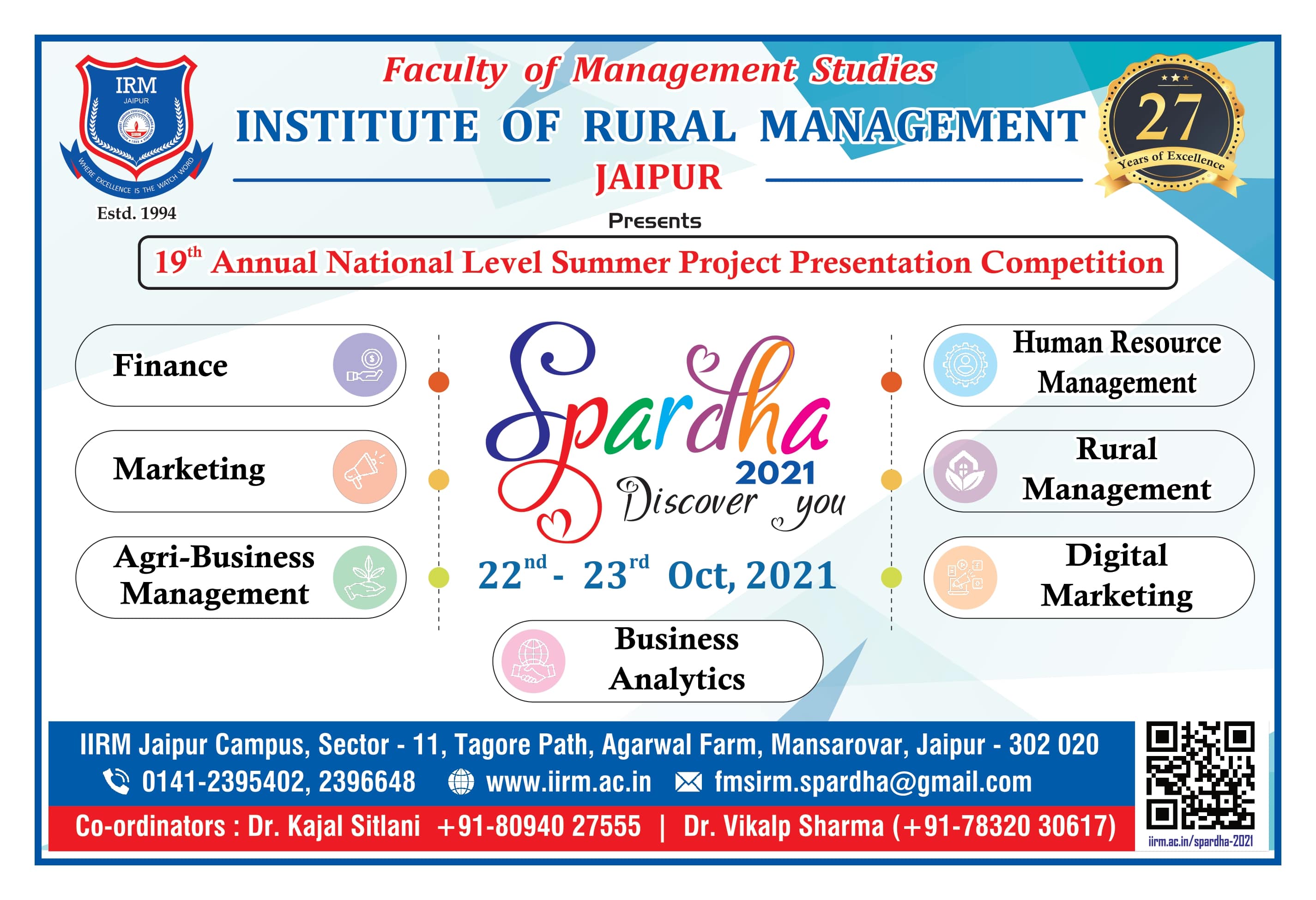 19th Annual National Summer Project Presentation Competition "SPARDHA" - top ranked mba colleges in jaipur Rajasthan india